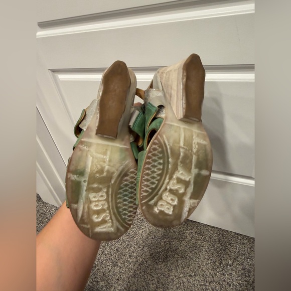 A.S 98 Green Wedge Sandals leather strappy size 37 - Picture 7 of 8